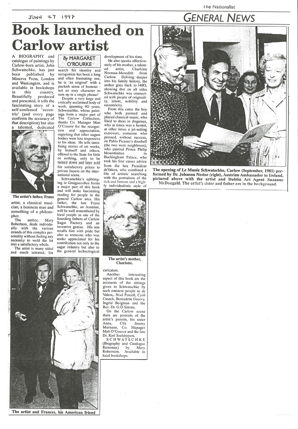 Book launched on Carlow Artist, June 1997